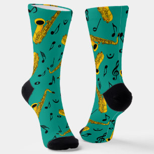 Saxophone Music Note Pattern Socks