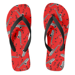 Saxophone Music Notes Flip Flops