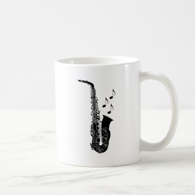 Saxophone Music Notes Gift Coffee Mug (Right)
