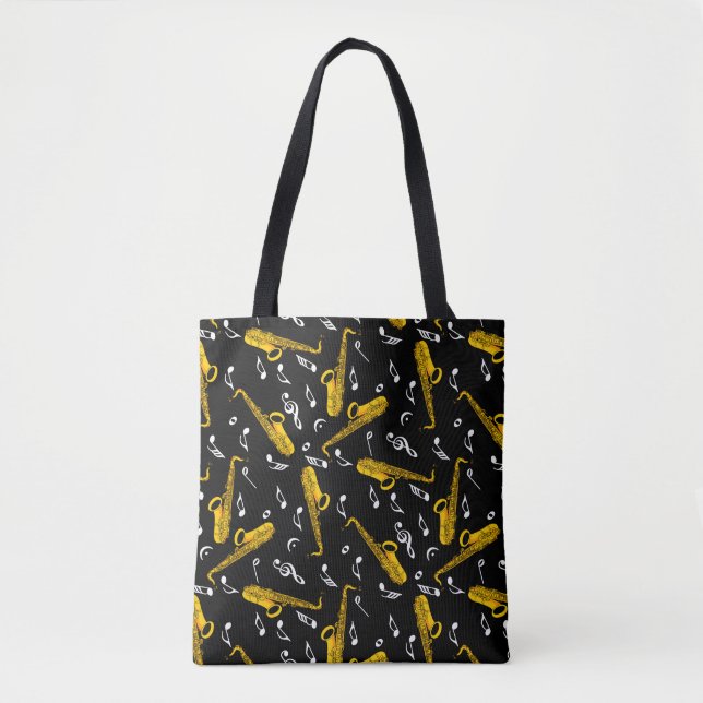 Saxophone Music Pattern Tote Bag (Front)