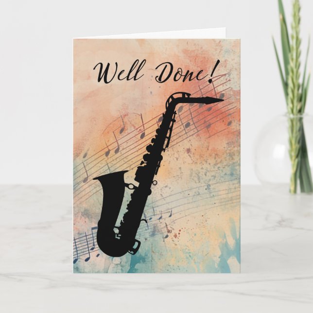 Saxophone Music Performance Congratulations Card (Front)