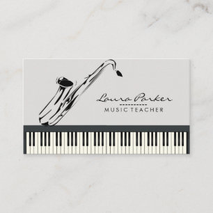 Saxophone Music Teacher Piano Keyboard Musician Business Card