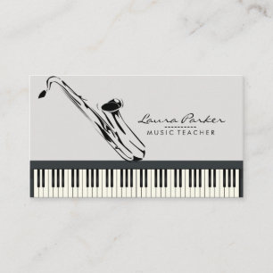 Saxophone Music Teacher Piano Keyboard Musician Business Card