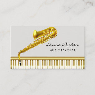 Saxophone Music Teacher Piano Keyboard Musician Business Card