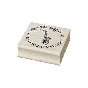 Saxophone Musical Instrument Rnd Library Book Name Rubber Stamp