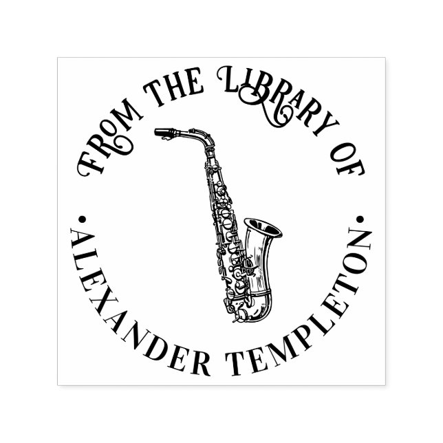 Saxophone Musical Instrument Rnd Library Book Name Self-inking Stamp (Design)