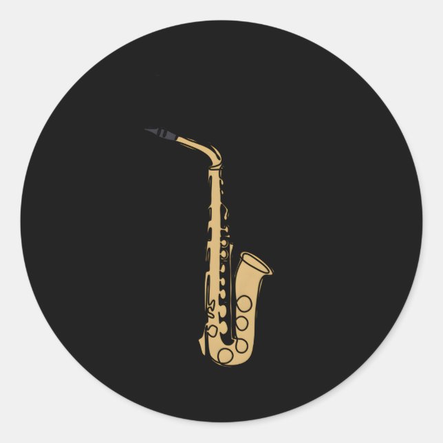 Saxophone Musical Instrut Band Geek Play Music Classic Round Sticker (Front)