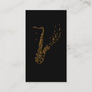 Saxophone Musical Notes Instrument Saxophonist Business Card