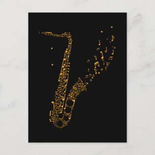 Saxophone Musical Notes Instrument Saxophonist Postcard