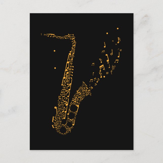 Saxophone Musical Notes Instrument Saxophonist Postcard (Front)