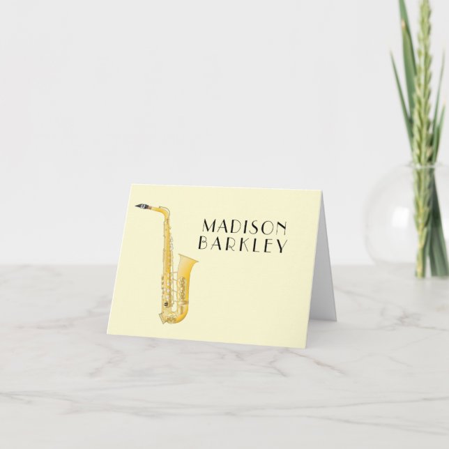 Saxophone Musician Band Teacher Note Card (Front)