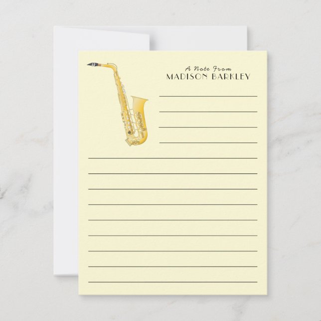 Saxophone Musician Band Teacher Thank You Card (Front)