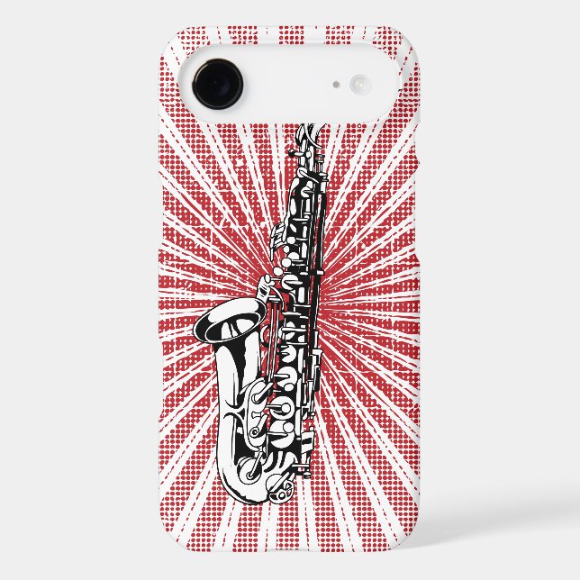 Saxophone on Grunge Red Sunburst Case-Mate iPhone Case (Back)