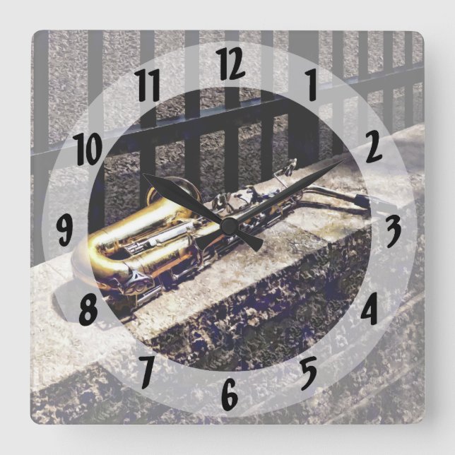 Saxophone on Wall Square Wall Clock (Front)