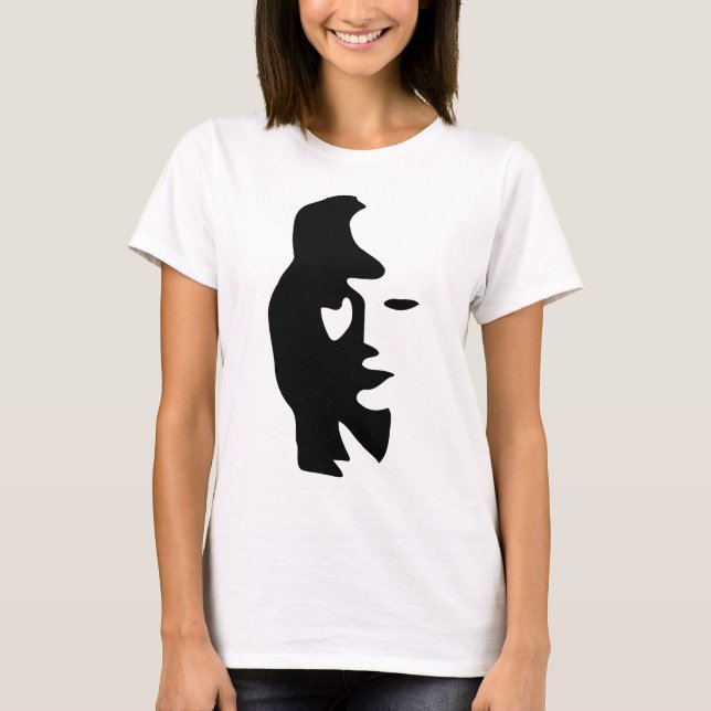 Saxophone Or Woman Optical  Illusion T-Shirt (Front)
