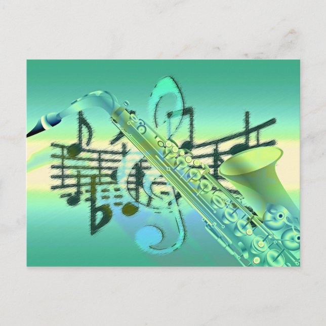 Saxophone Pastel Abstract Design Postcard (Front)