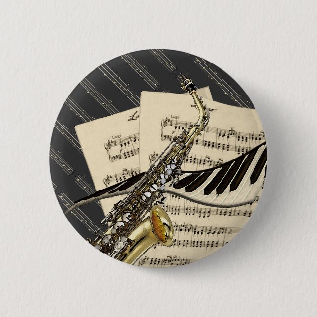 Saxophone & Piano Music Buttons (Front)