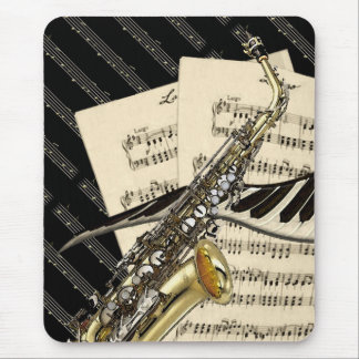 Saxophone & Piano Music Design Mouse Mat