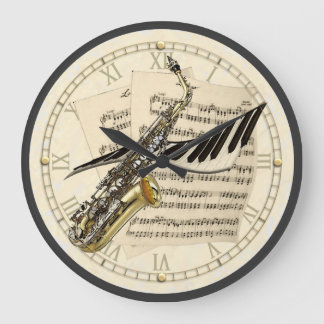 Saxophone & Piano Music Design Wall Clock