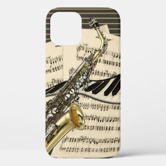 Saxophone & Piano Music Illustration iPhone 12 Pro Case