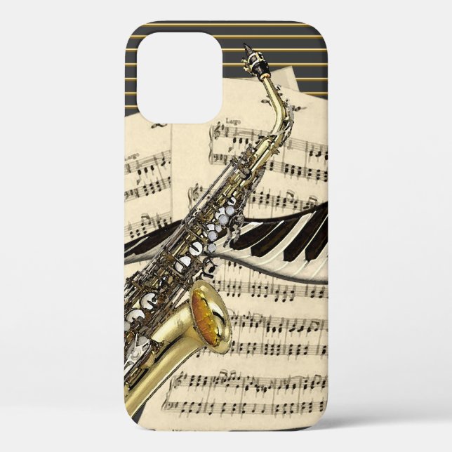 Saxophone & Piano Music Illustration Case-Mate iPhone Case (Back)
