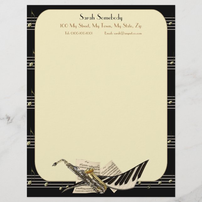 Saxophone & Piano Music Letterhead (Front)
