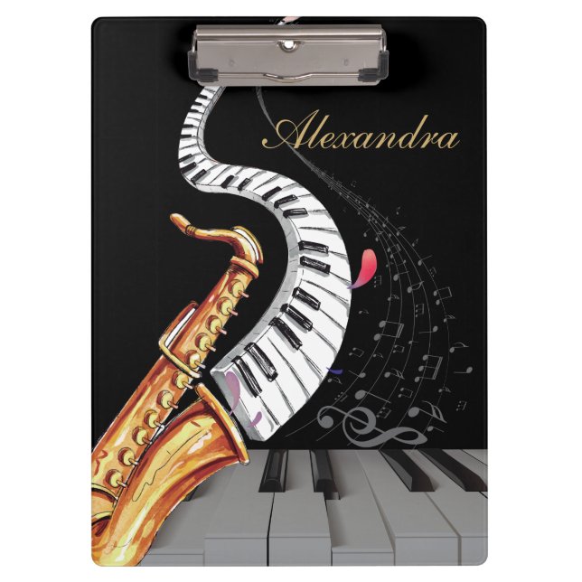 Saxophone Piano Music Luxury Personalised Clipboard (Front)