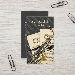 Saxophone & Piano Music Personalised Business Card