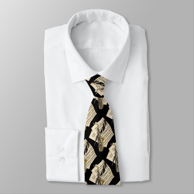 Saxophone & Piano Music Tie (Tied)