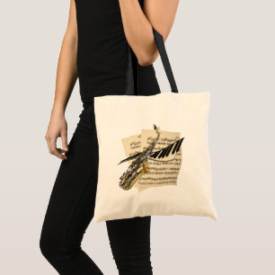 Saxophone & Piano Music Tote Bag