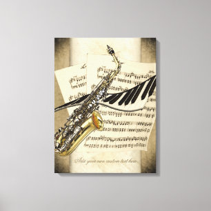 Saxophone & Piano Personalised Wall Canvas Print