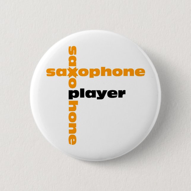 Saxophone Player 6 Cm Round Badge (Front)