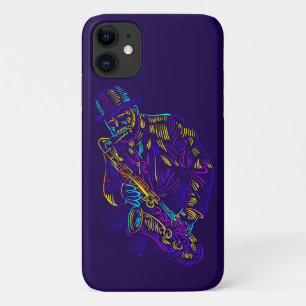Saxophone Player Abstract Neon Drawing iPhone 11 Case