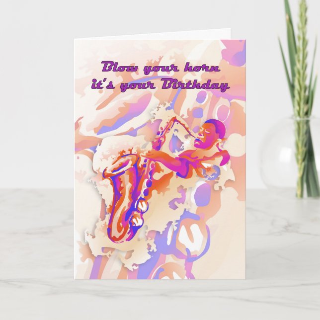 Saxophone Player Birthday Card (Front)