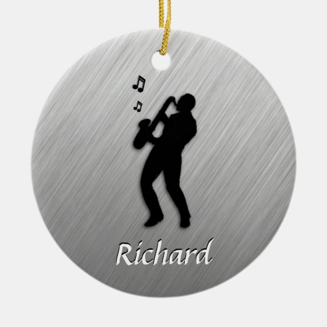 Saxophone Player Ceramic Tree Decoration (Front)