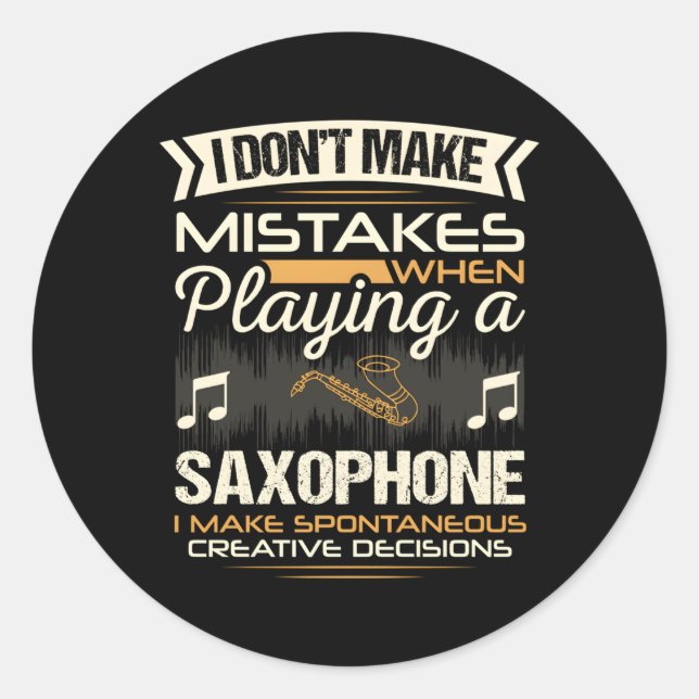 Saxophone Player Classic Round Sticker (Front)