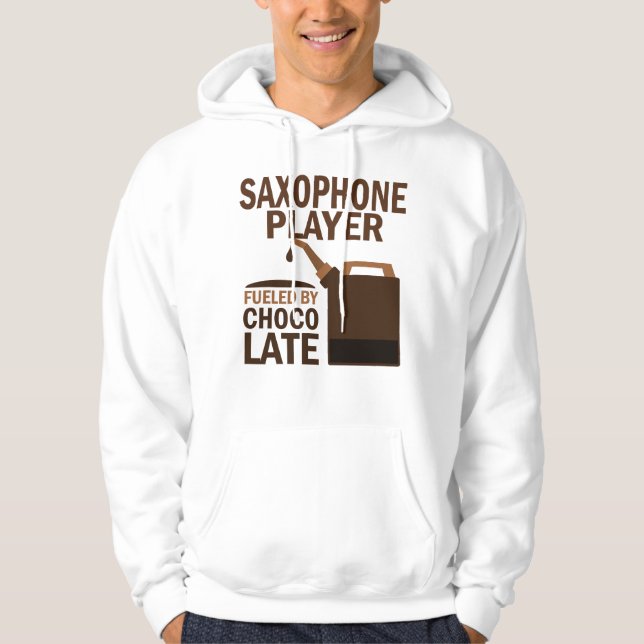 Saxophone Player (Funny) Chocolate Hoodie (Front)