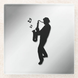 Saxophone Player Glass Coaster