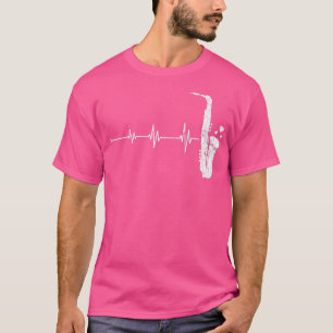 Saxophone Player Heartbeat Funny Jazz Music Musici T-Shirt