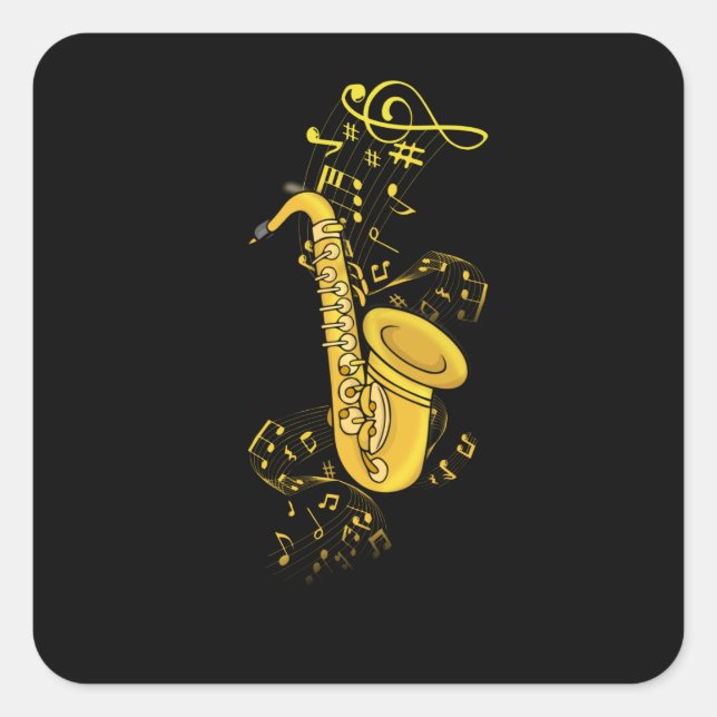Saxophone Player Jazz Music Gift Men Big Band Square Sticker (Front)