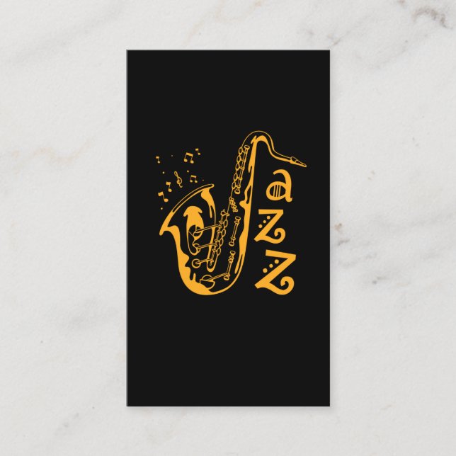 Saxophone Player Jazz Music Lover Musical Notes Business Card (Front)