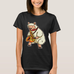 Saxophone Player Llama Alpaca Jazz Band Music Love T-Shirt