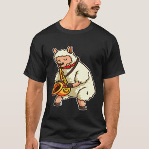 Saxophone Player Llama Alpaca Jazz Band Music Love T-Shirt