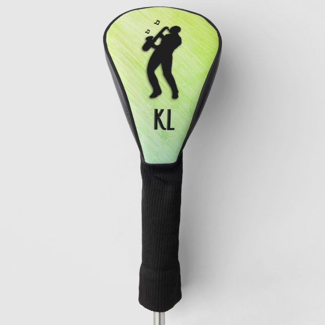 Saxophone Player Monogram Green Golf Head Cover (Front)