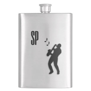 Saxophone Player Monogram Hip Flask