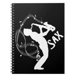 Saxophone Player Musical Notes Jazz Music Notebook