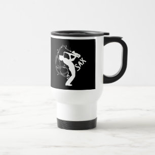 Saxophone Player Musical Notes Jazz Music Travel Mug