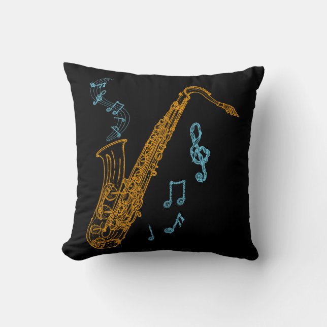 Saxophone Player Musician Jazz Music Art Cushion (Front)
