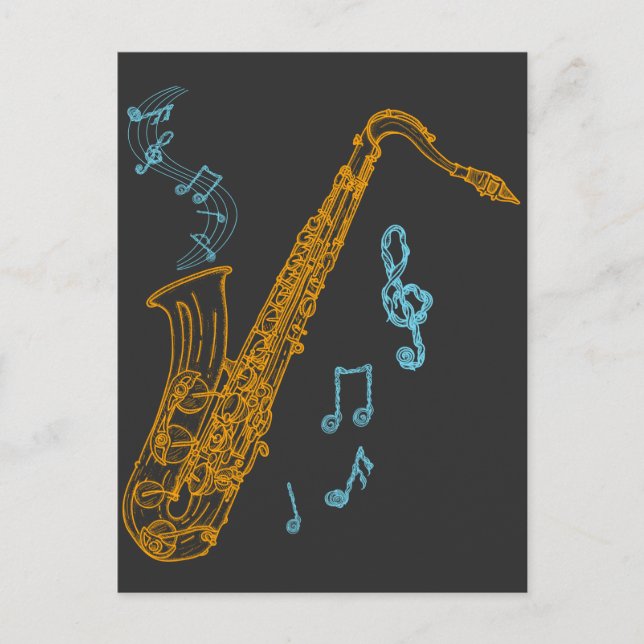 Saxophone Player Musician Jazz Music Art Postcard (Front)