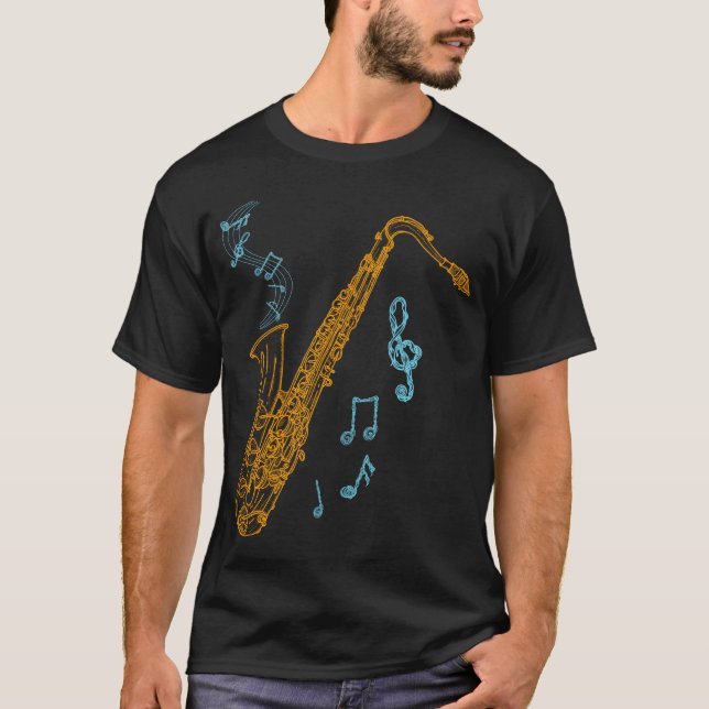 Saxophone Player Musician Jazz Music Art T-Shirt (Front)